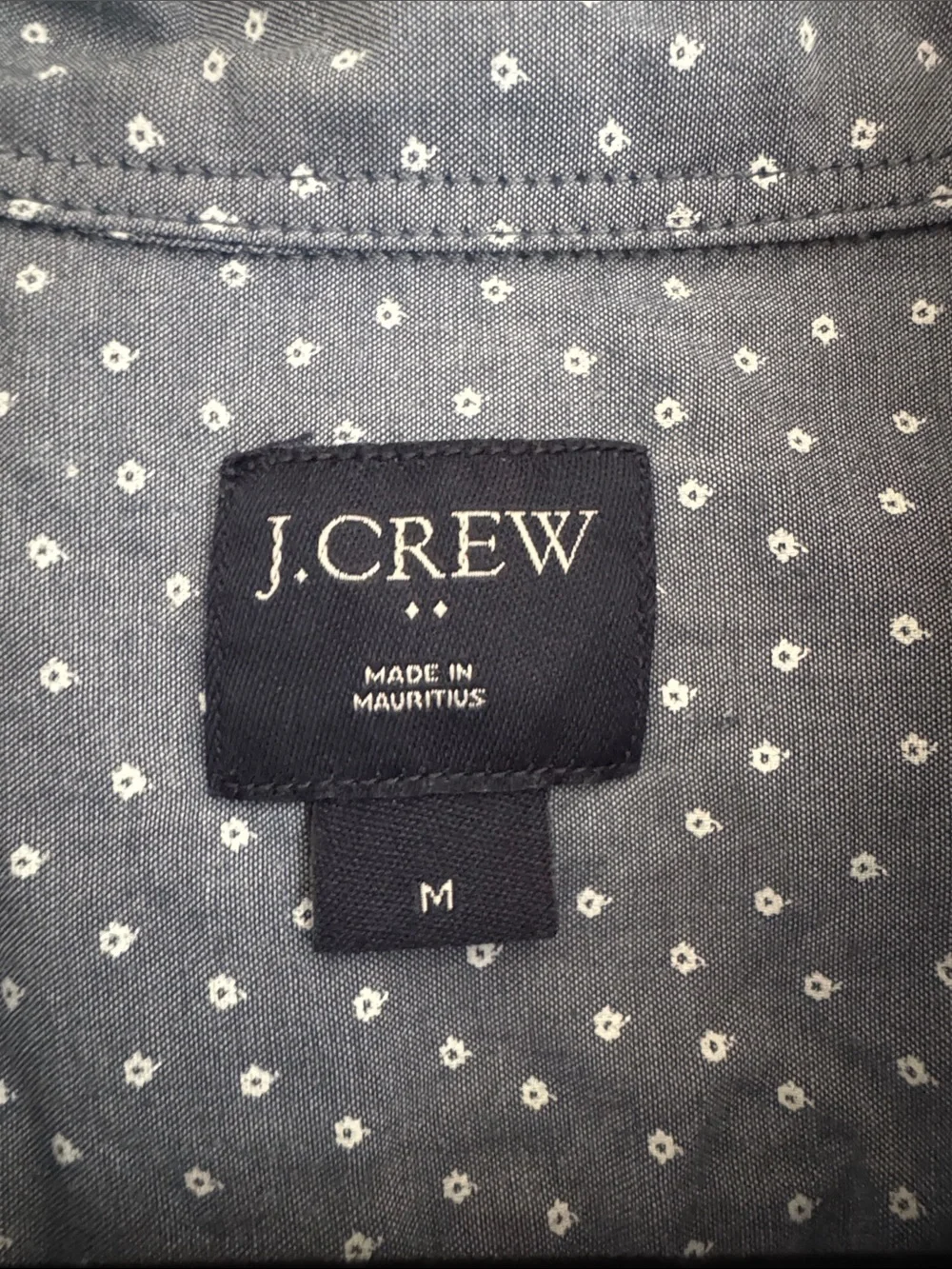 J. Crew Men’s Short-Sleeve Button-Down Shirt in Dusty Blue with White Dot Print